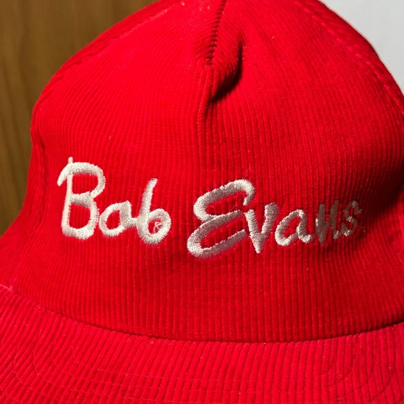 Vintage Bob‎ Evans Corduroy Hat Red Trucker Snapback - Picture 2 of 6